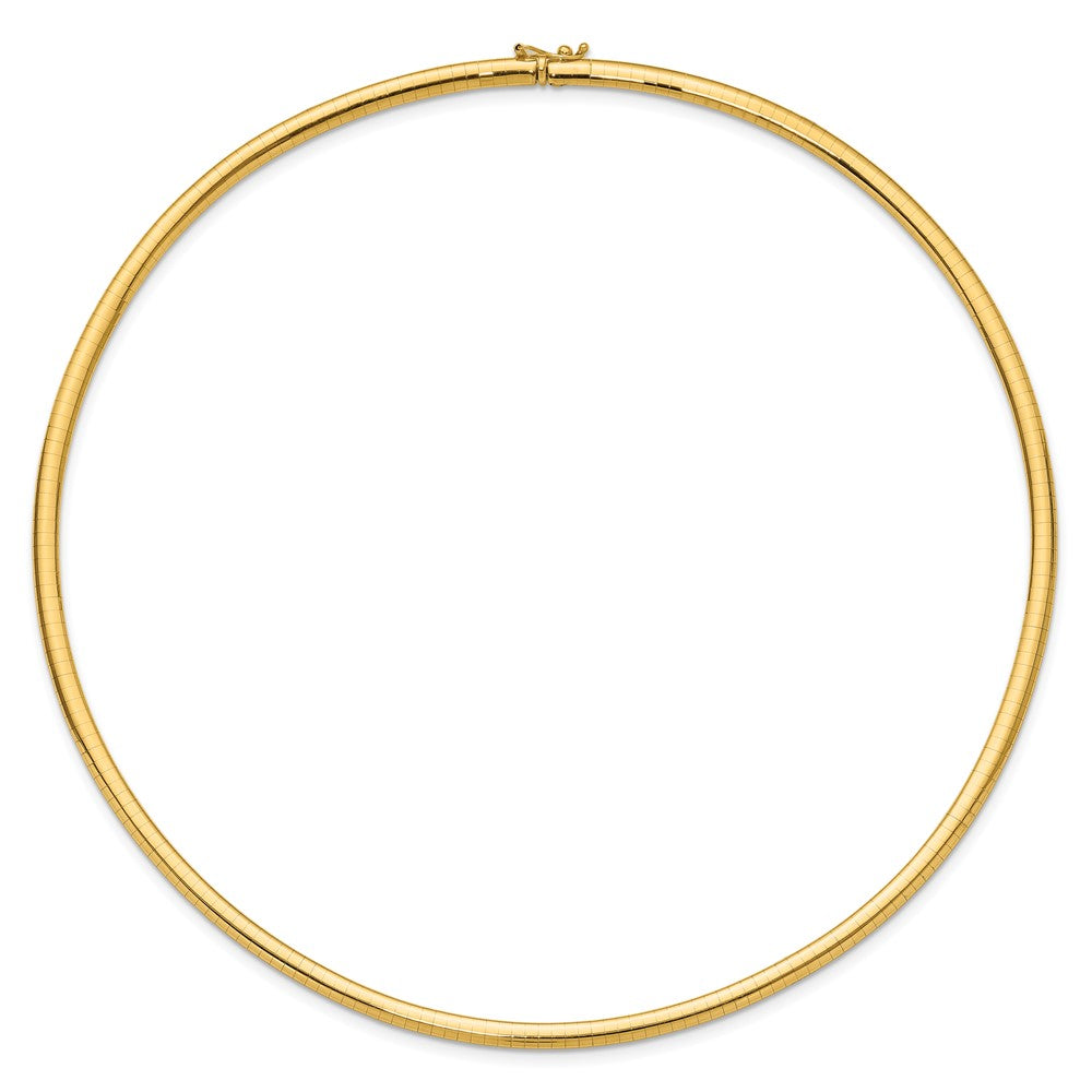 14K Yellow Gold 4mm Lightweight Domed Omega Necklace