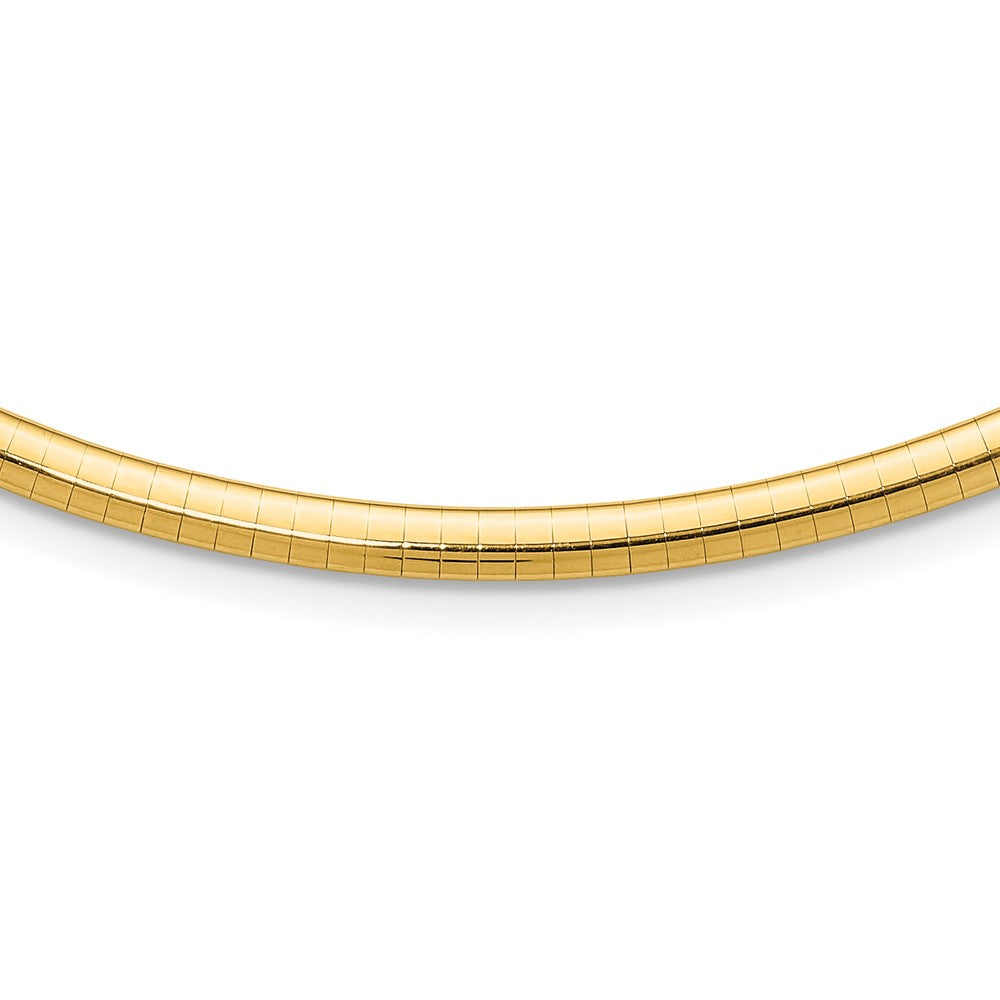 14K Yellow Gold 4mm Lightweight Domed Omega Necklace