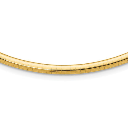 14K Yellow Gold 4mm Lightweight Domed Omega Necklace