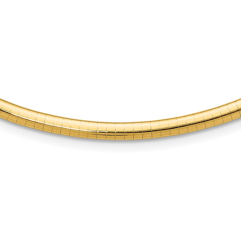 14K Yellow Gold 4mm Lightweight Domed Omega Necklace