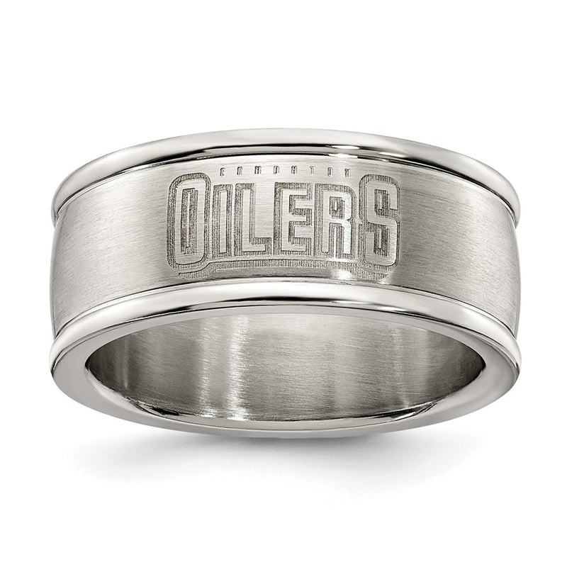 Stainless Steel Edmonton Oilers Logo Band Ring Size 7