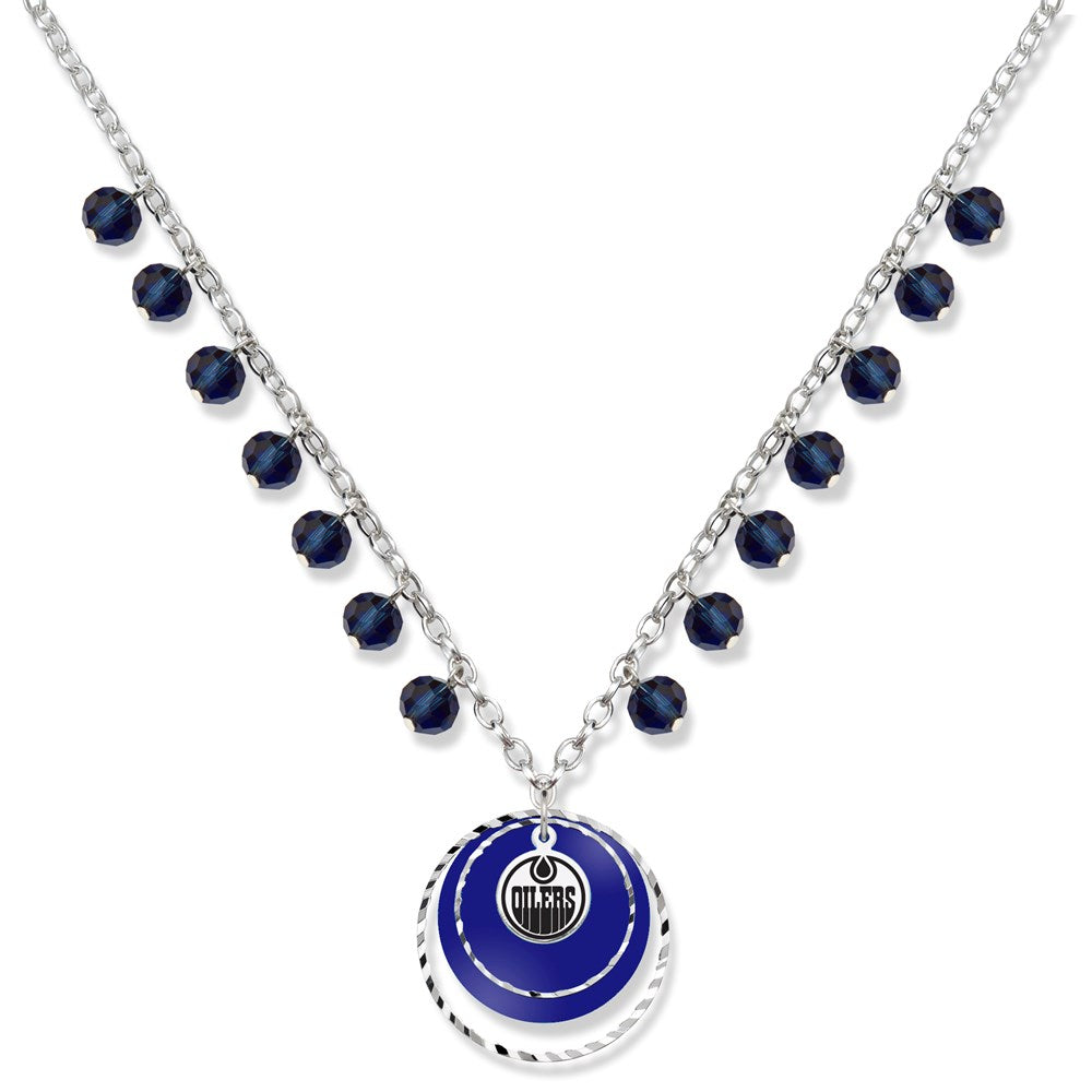 Brass/White Edmonton Oilers Leafs Game Day Necklace