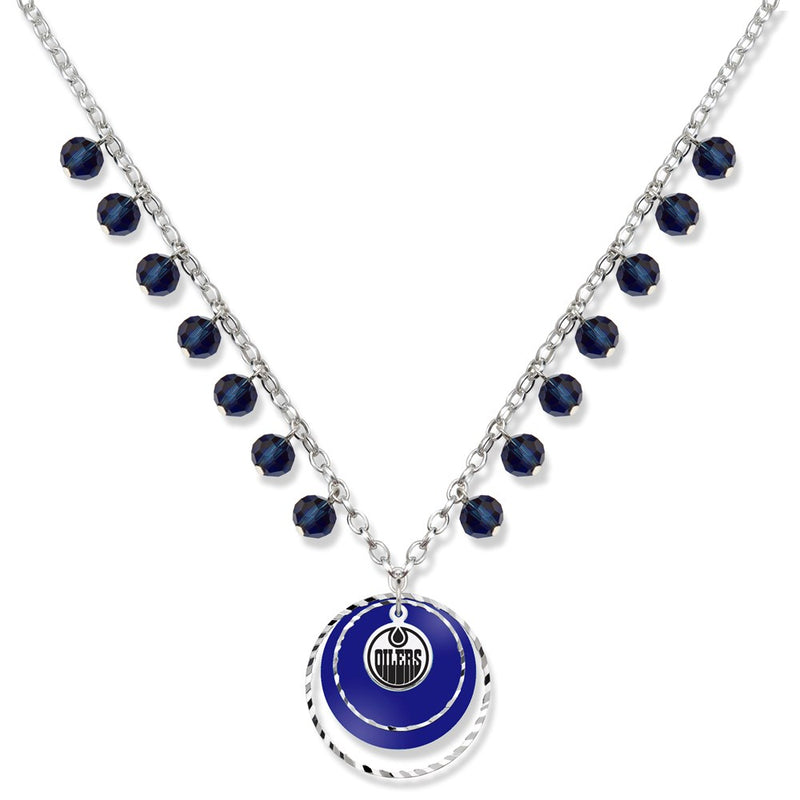 Brass/White Edmonton Oilers Leafs Game Day Necklace