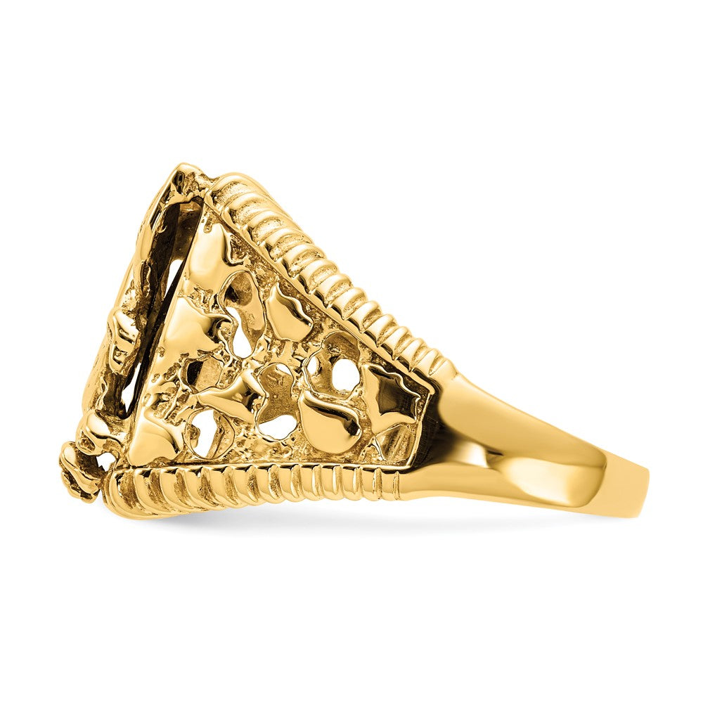 Solid 14k Yellow Gold Men's Simulated Onyx Eagle Ring