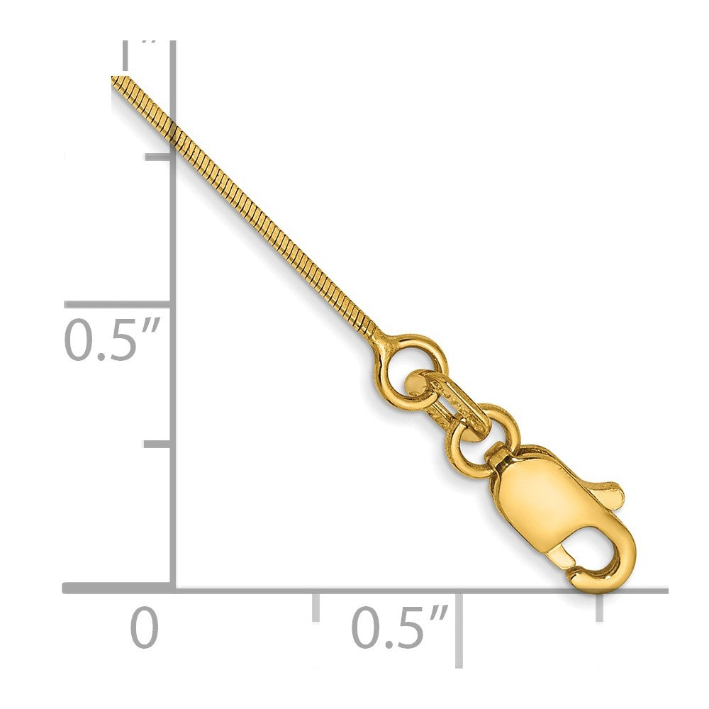 14K Yellow Gold 9 Inch .6mm Octagonal Snake With Lobster Clasp Anklet