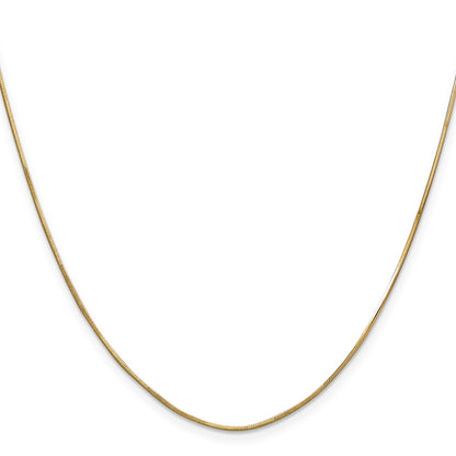 14K Yellow Gold .8mm Octagonal Snake With Lobster Clasp Chain Necklace