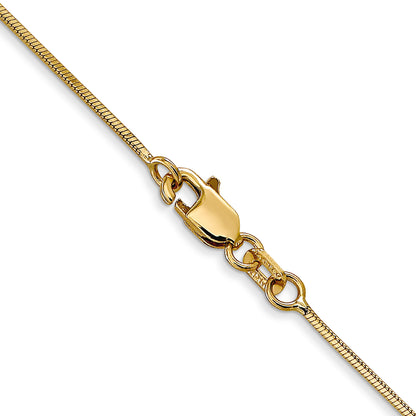 14K Yellow Gold 18 Inch .8mm Octagonal Snake With Lobster Clasp Chain