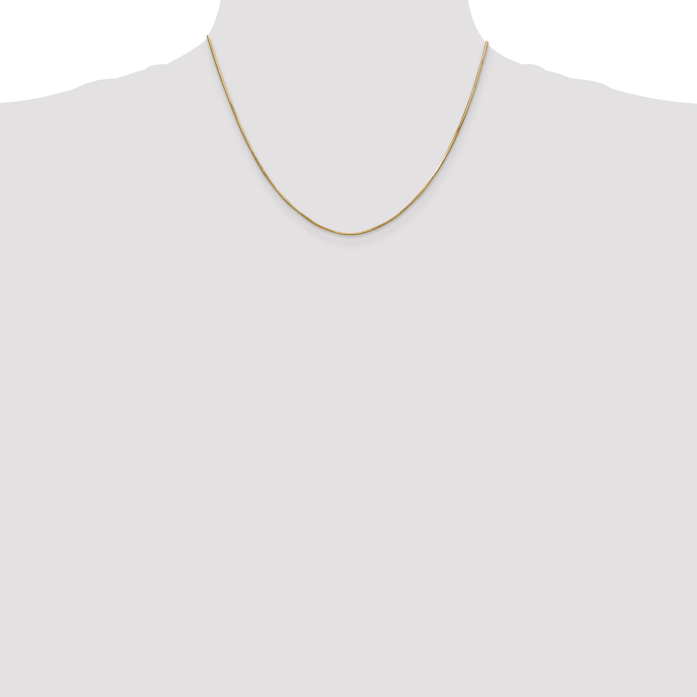 14K Yellow Gold 18 Inch .8mm Octagonal Snake With Lobster Clasp Chain