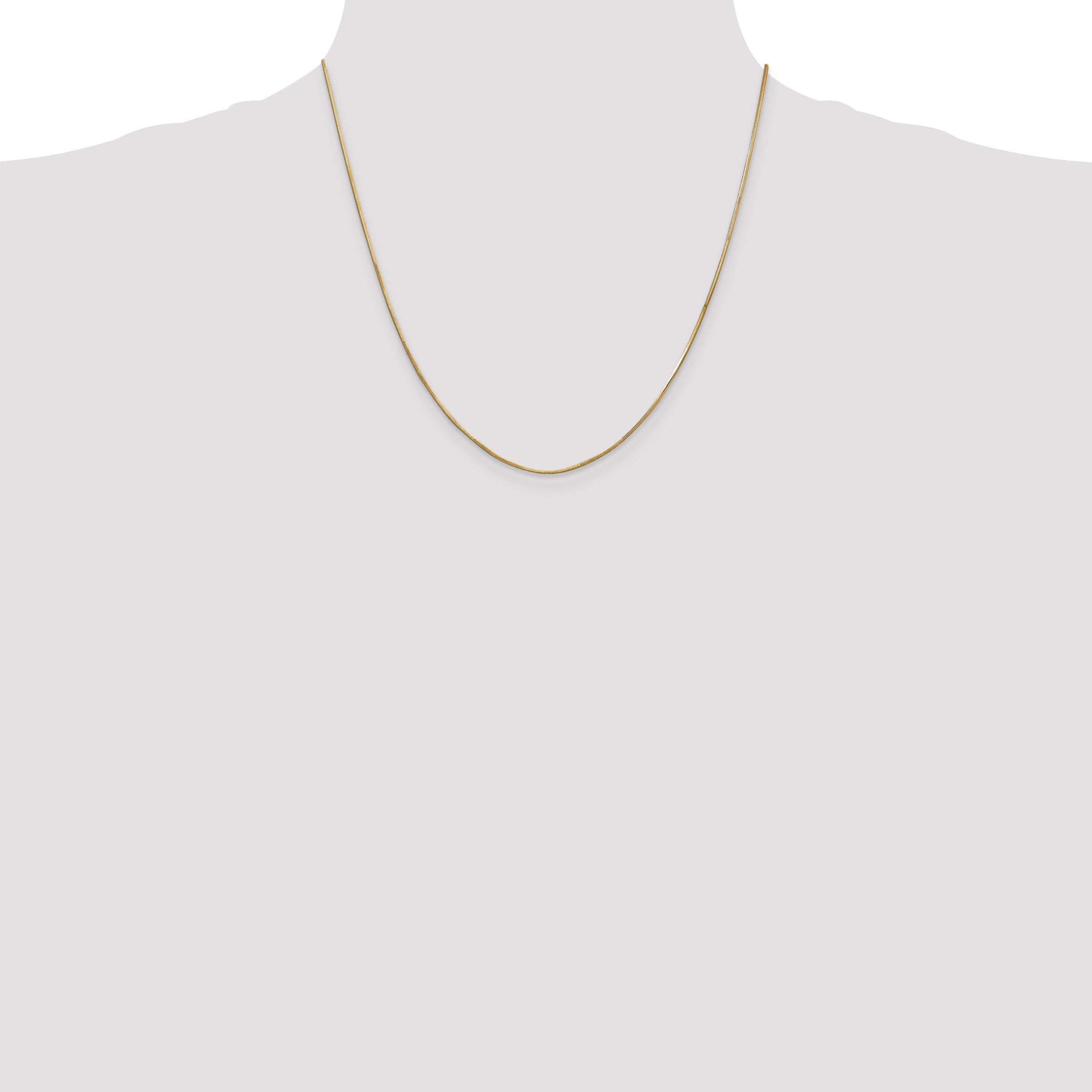 14K Yellow Gold 20 Inch .8mm Octagonal Snake With Lobster Clasp Chain