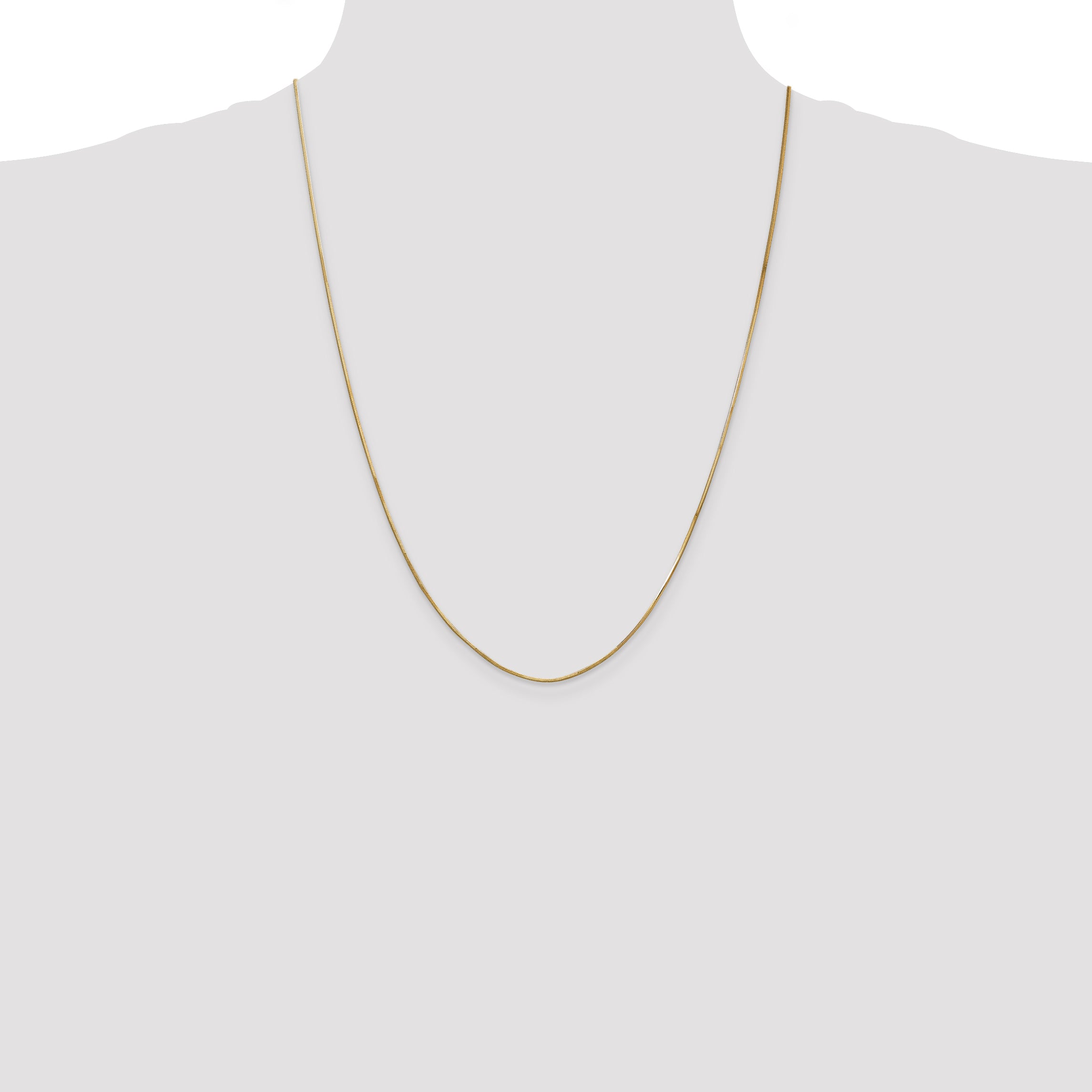 14K Yellow Gold 24 Inch .8mm Octagonal Snake With Lobster Clasp Chain