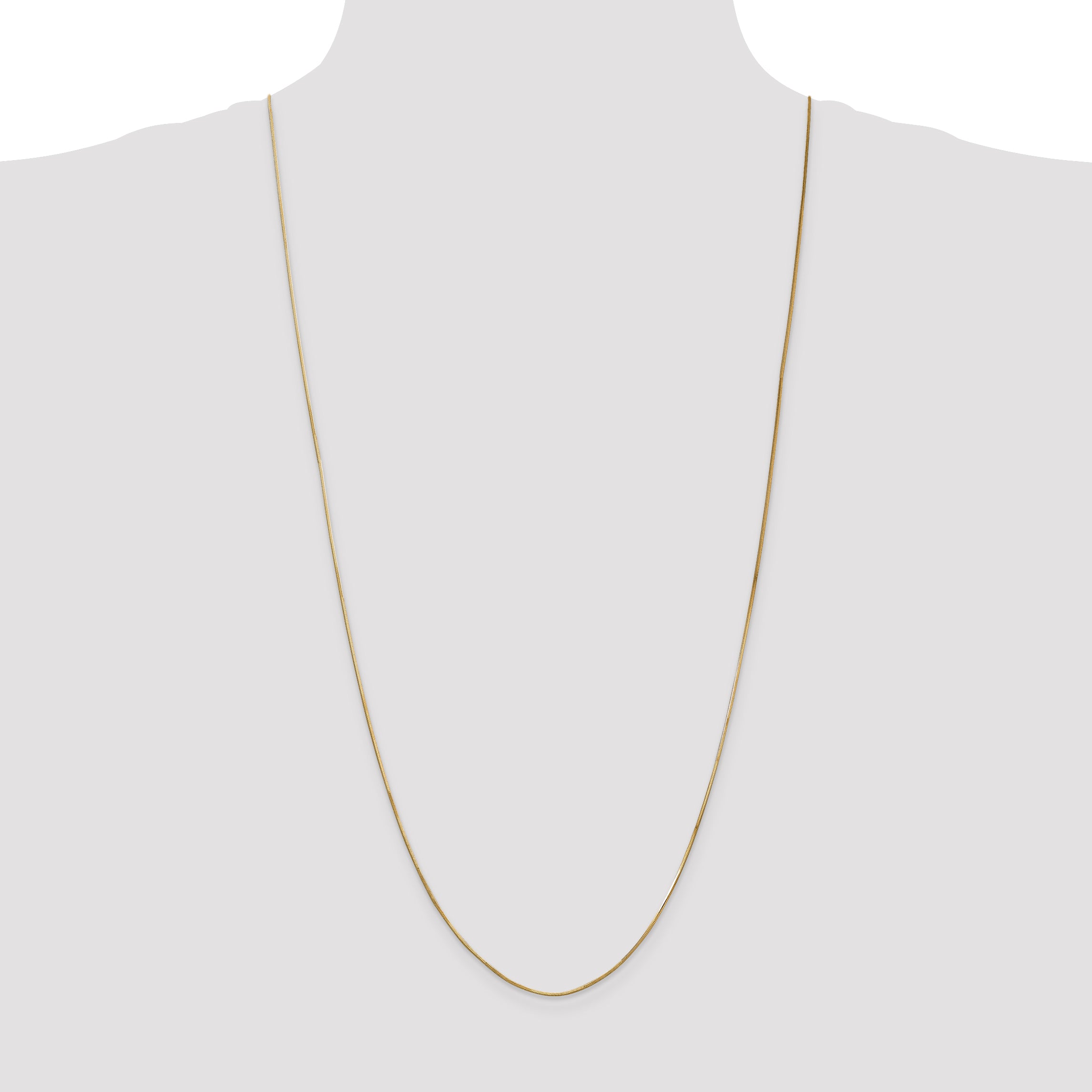 14K Yellow Gold 30 Inch .8mm Octagonal Snake With Lobster Clasp Chain
