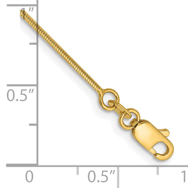 14K Yellow Gold .8mm Octagonal Snake With Lobster Clasp Chain Bracelet