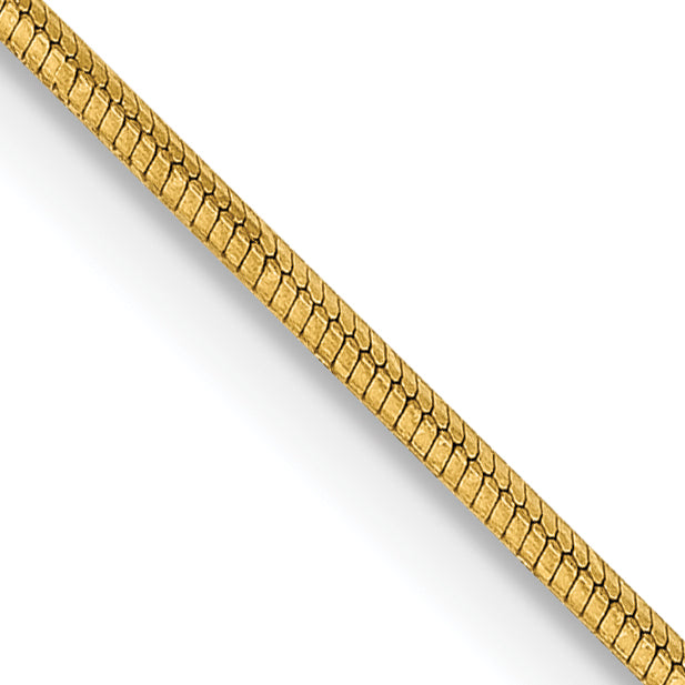 14K Yellow Gold 20 Inch .8mm Octagonal Snake With Lobster Clasp Chain