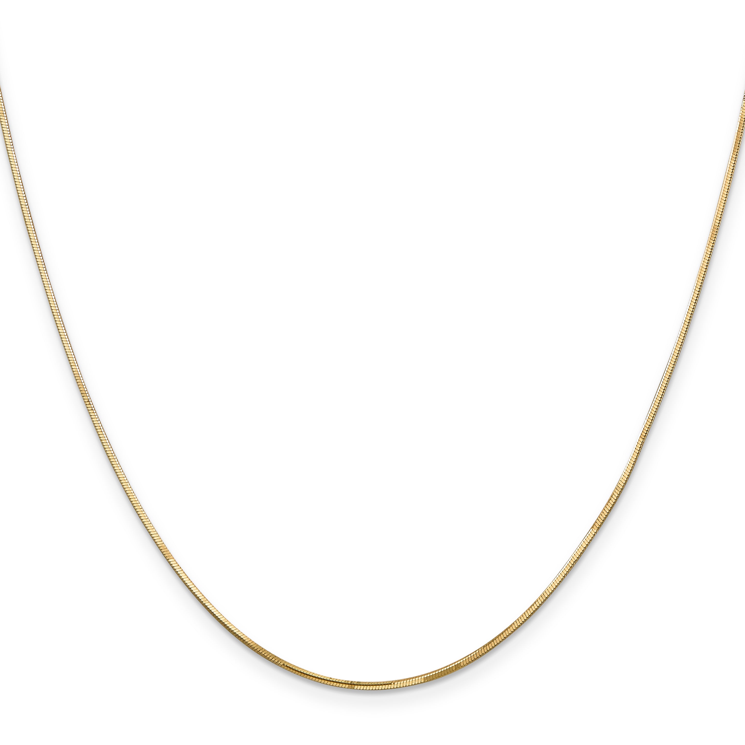 14K Yellow Gold 20 Inch .9mm Octagonal Snake With Lobster Clasp Chain