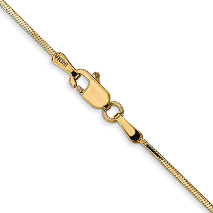 14K Yellow Gold 30 Inch .9mm Octagonal Snake With Lobster Clasp Chain