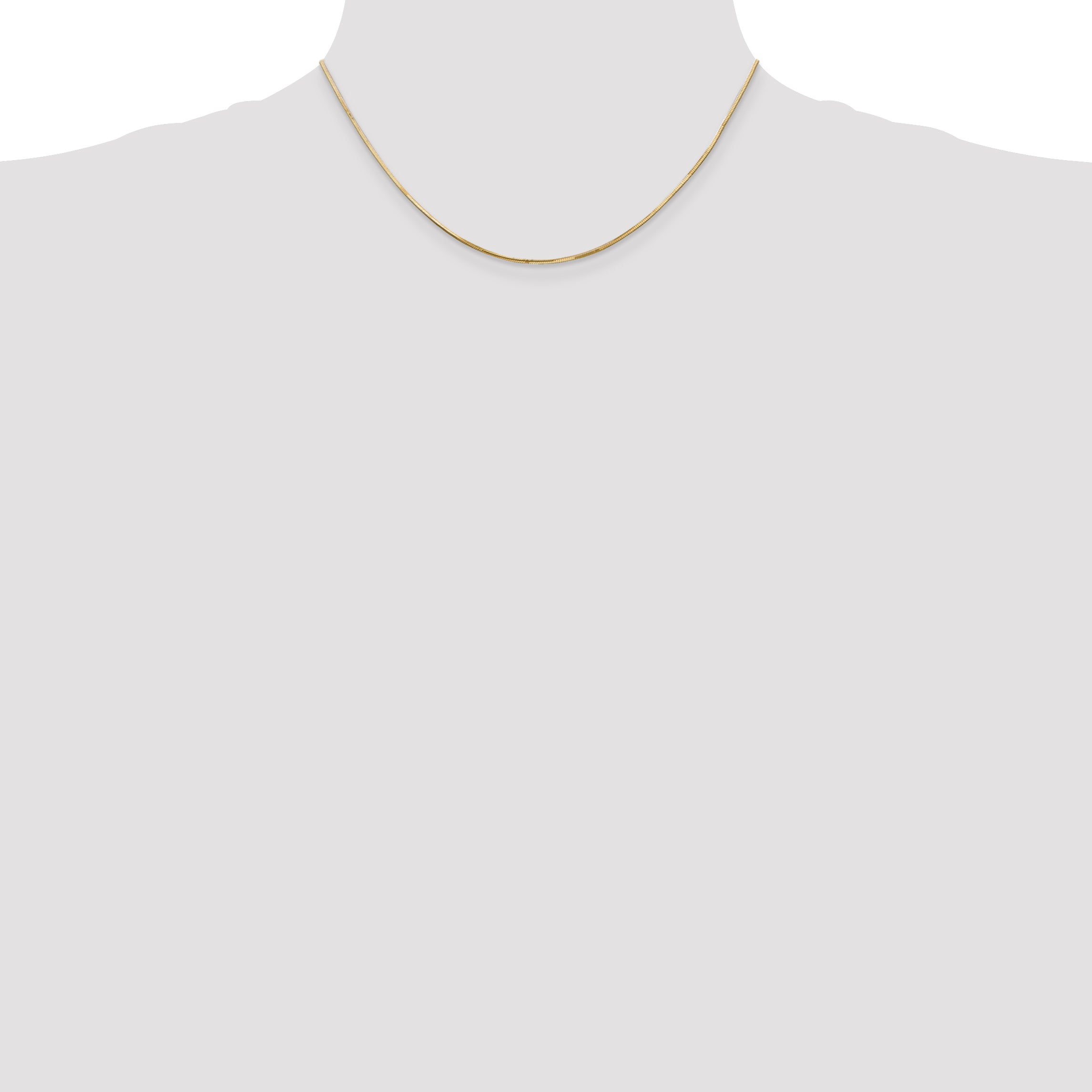 14K Yellow Gold 16 Inch .9mm Octagonal Snake With Lobster Clasp Chain