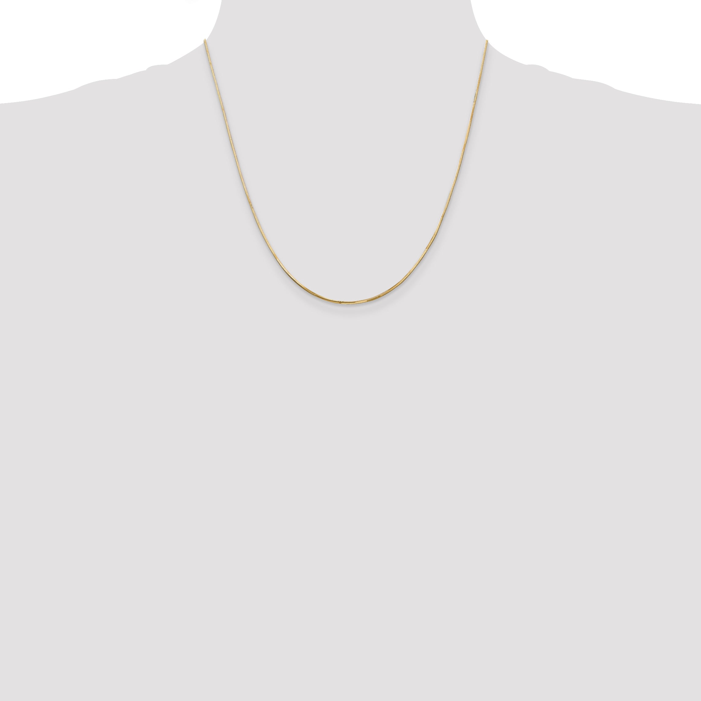14K Yellow Gold 20 Inch .9mm Octagonal Snake With Lobster Clasp Chain
