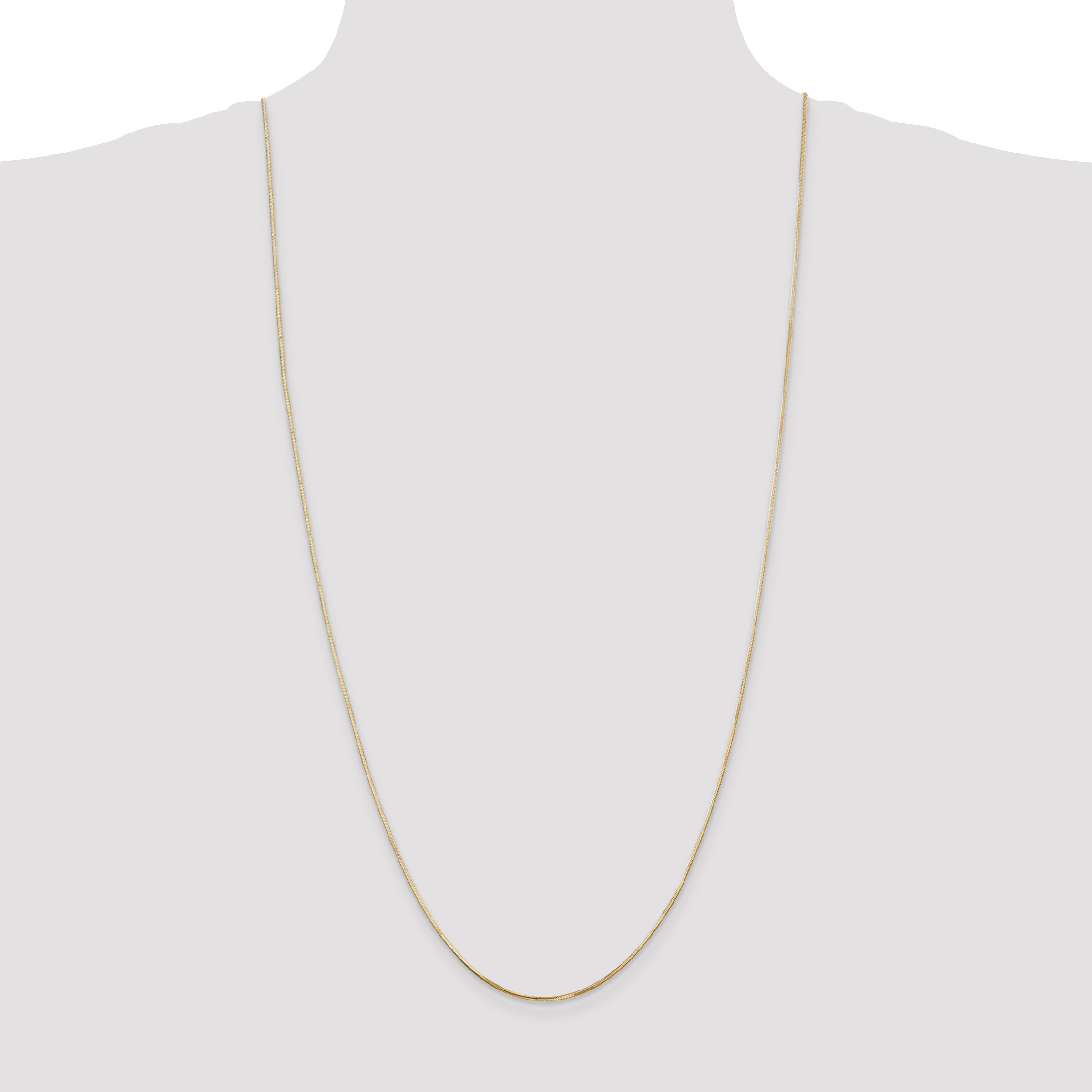 14K Yellow Gold 30 Inch .9mm Octagonal Snake With Lobster Clasp Chain