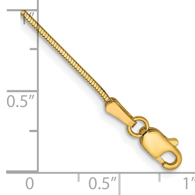 14K Yellow Gold .9mm Octagonal Snake With Lobster Clasp Chain Bracelet