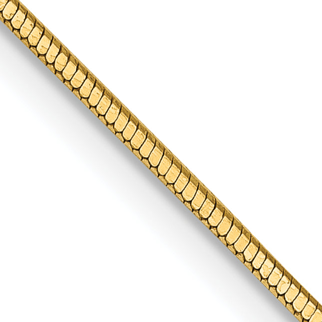 14K Yellow Gold 18 Inch .9mm Octagonal Snake With Lobster Clasp Chain