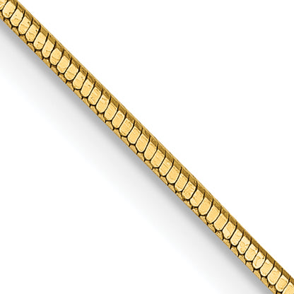 14K Yellow Gold 18 Inch .9mm Octagonal Snake With Lobster Clasp Chain