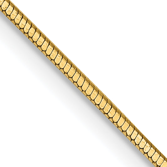 14K Yellow Gold 18 Inch .9mm Octagonal Snake With Lobster Clasp Chain