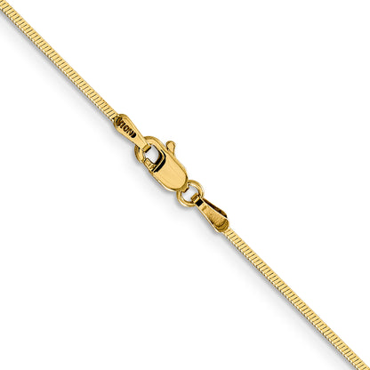 14K Yellow Gold 24 Inch 1mm Octagonal Snake With Lobster Clasp Chain