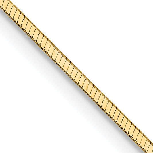 14K Yellow Gold 18 Inch 1mm Octagonal Snake With Lobster Clasp Chain