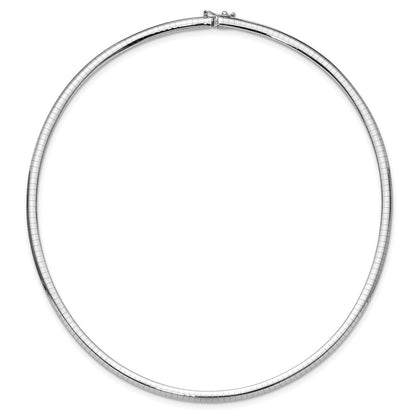 14K White Gold 4mm Domed Omega Necklace