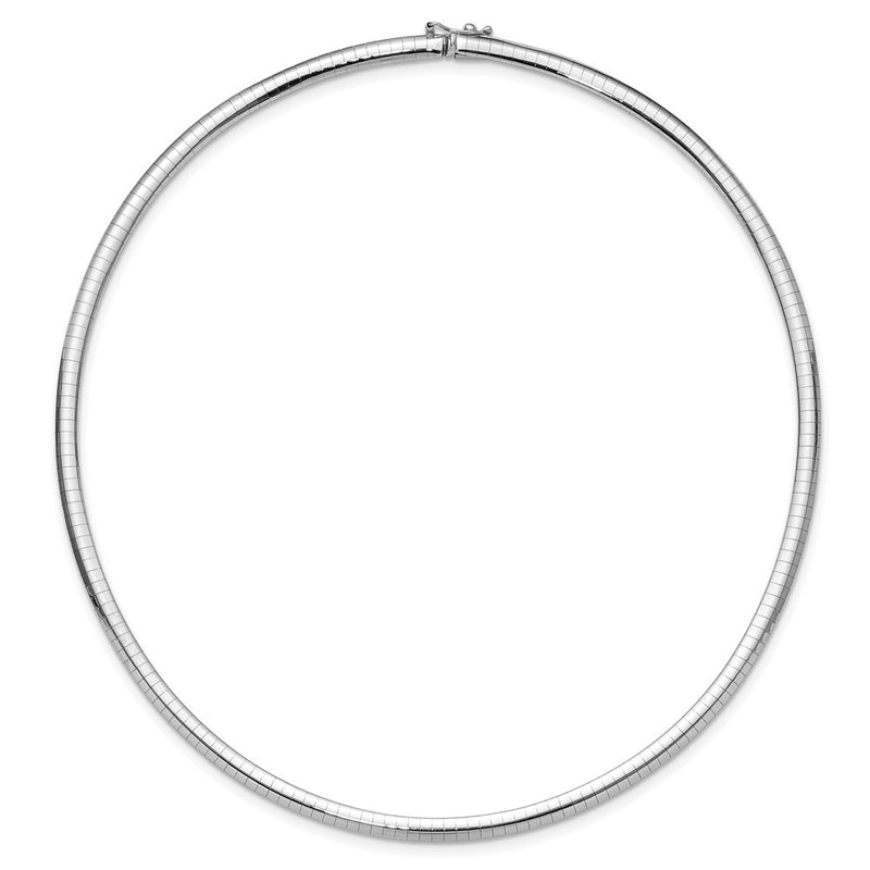 14K White Gold 4mm Domed Omega Necklace
