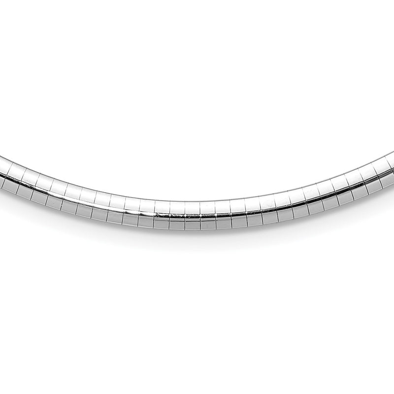 14K White Gold 4mm Domed Omega Necklace