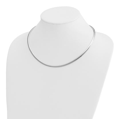 14K White Gold 4mm Domed Omega Necklace