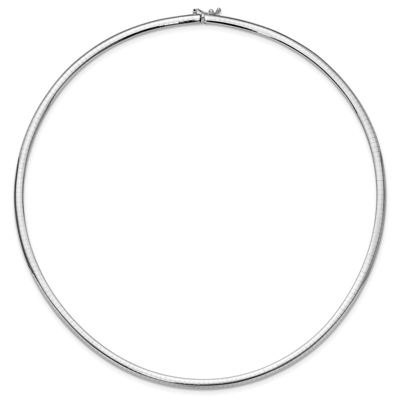 14K White Gold 4mm Domed Omega Necklace