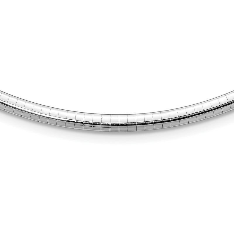 14K White Gold 4mm Domed Omega Necklace