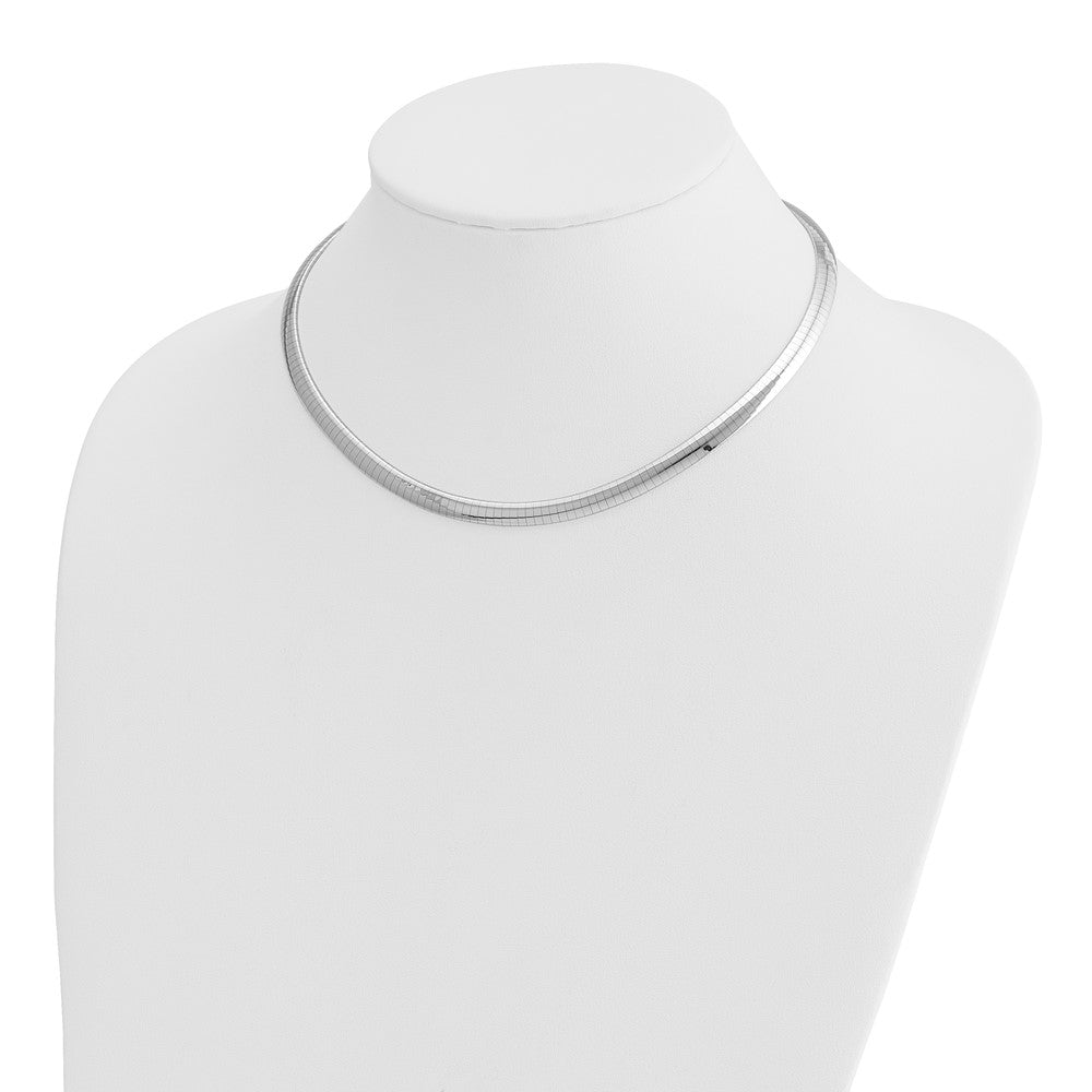 14K White Gold 6mm Domed Omega Necklace