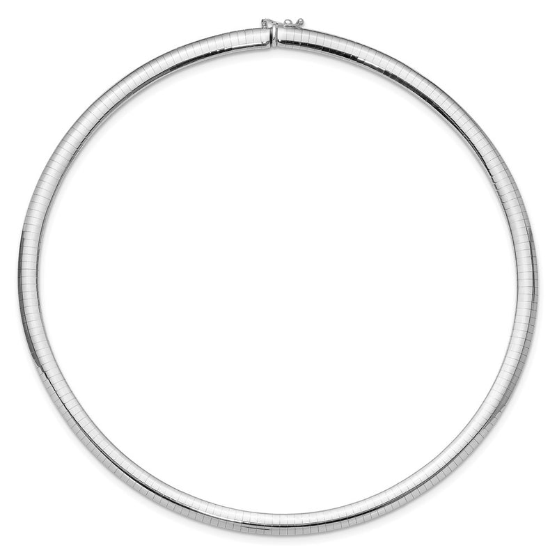 14K White Gold 6mm Domed Omega Necklace