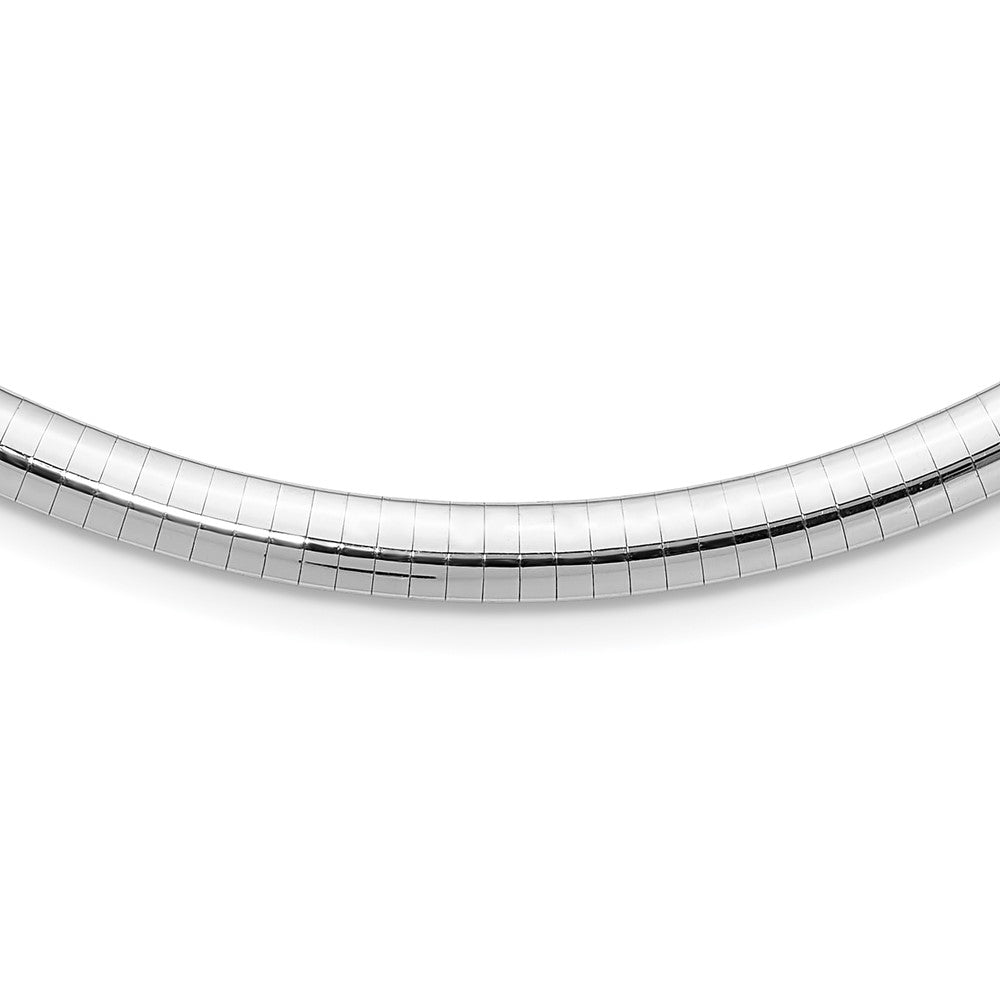 14K White Gold 6mm Domed Omega Necklace