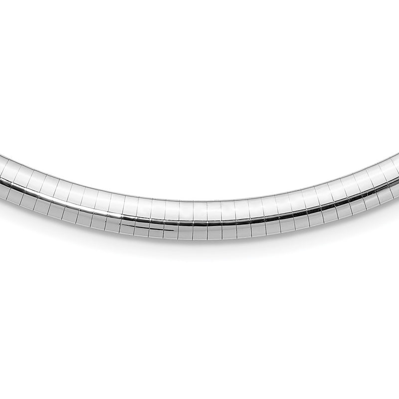 14K White Gold 6mm Domed Omega Necklace