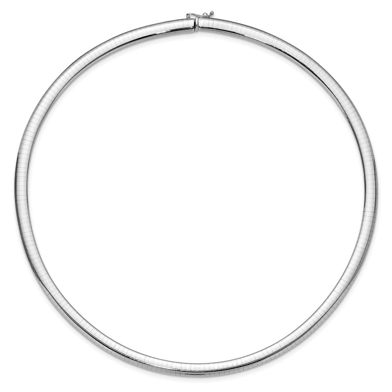 14K White Gold 6mm Domed Omega Necklace