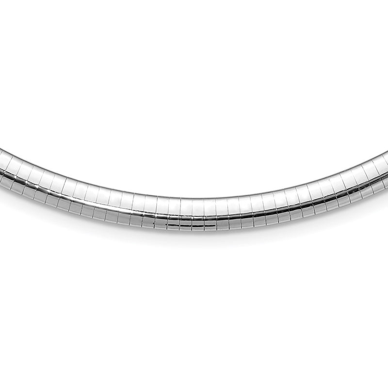 14K White Gold 6mm Domed Omega Necklace