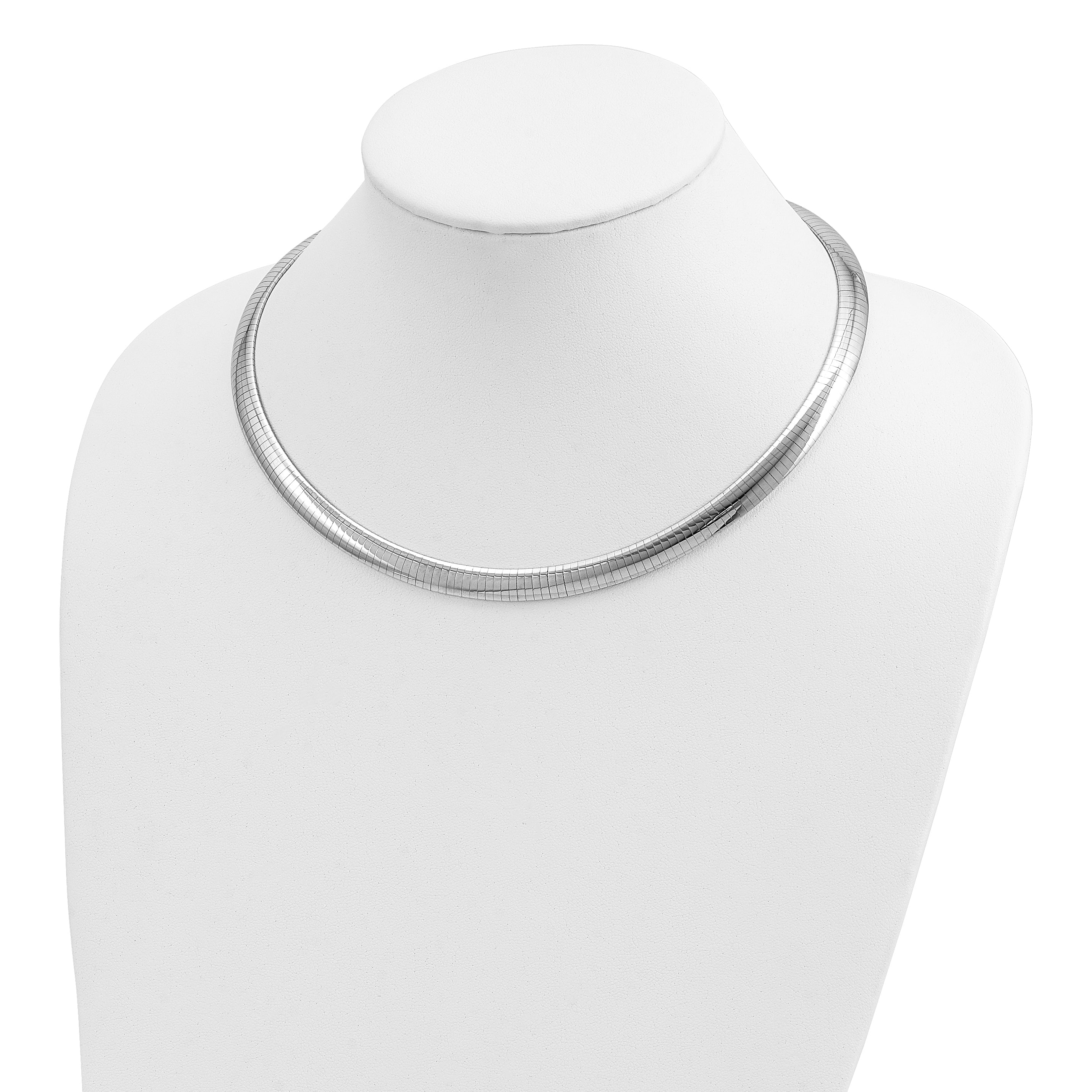 14K White Gold 8mm Domed Omega Necklace