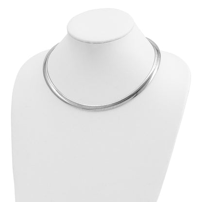 14K White Gold 8mm Domed Omega Necklace