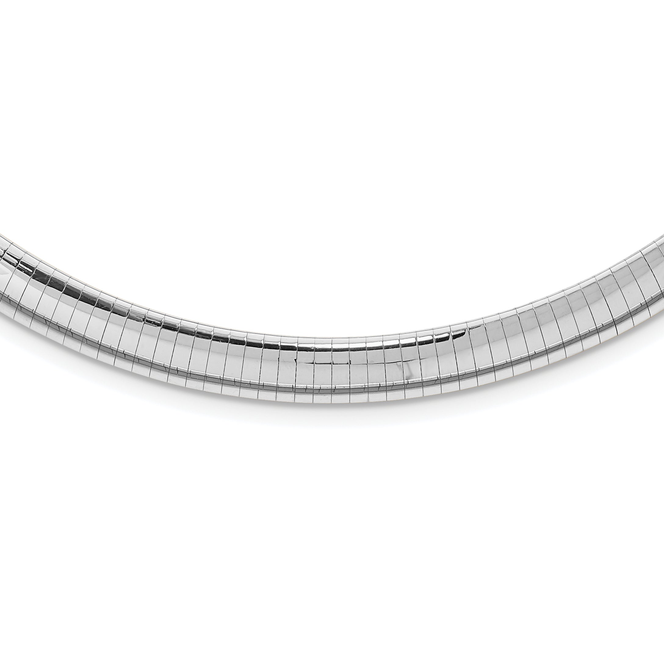 14K White Gold 8mm Domed Omega Necklace