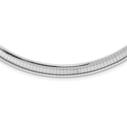 14K White Gold 8mm Domed Omega Necklace