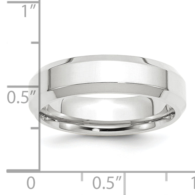 Platinum 6mm Polished Beveled Edge Wedding Band