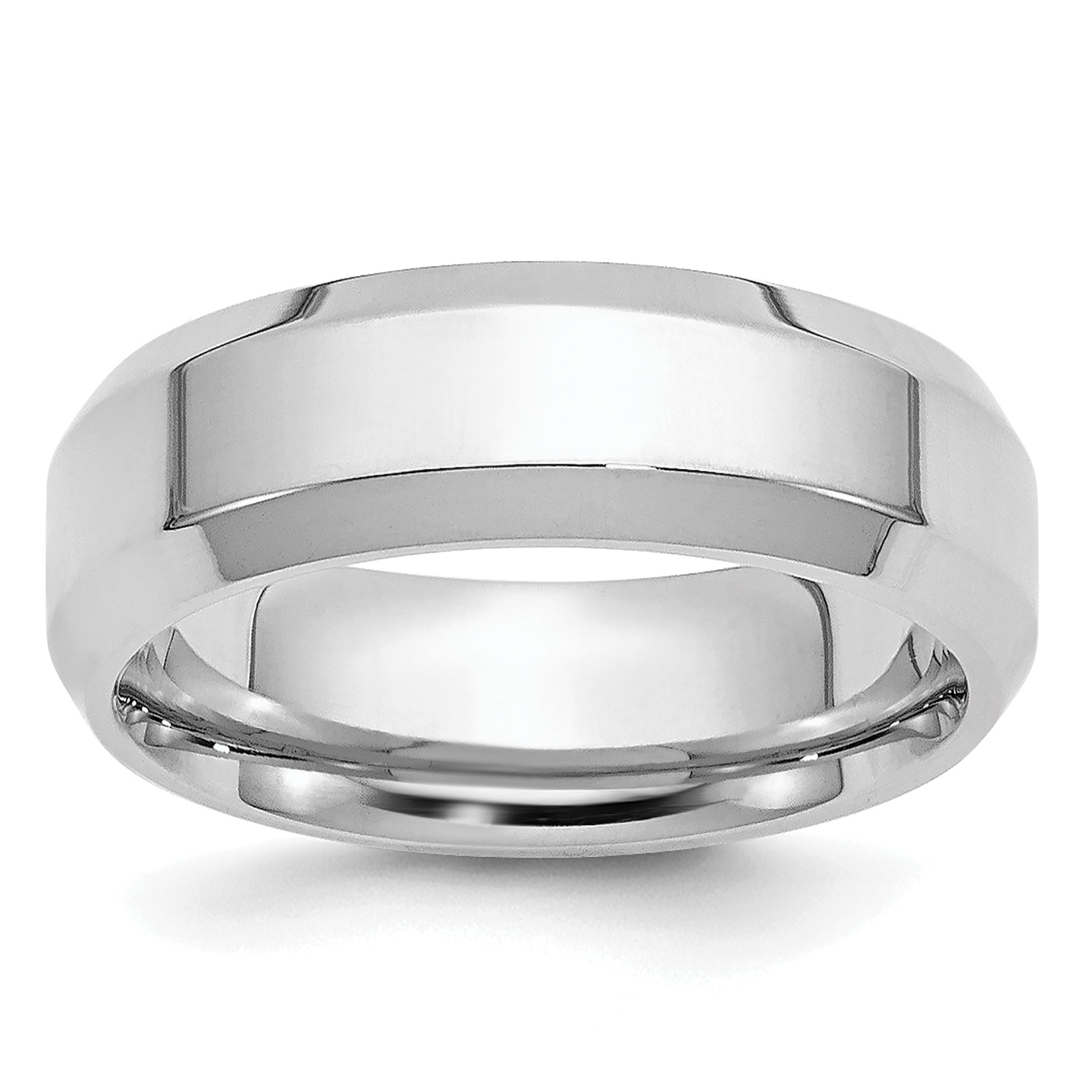 Platinum 6mm Polished Beveled Edge Wedding Band