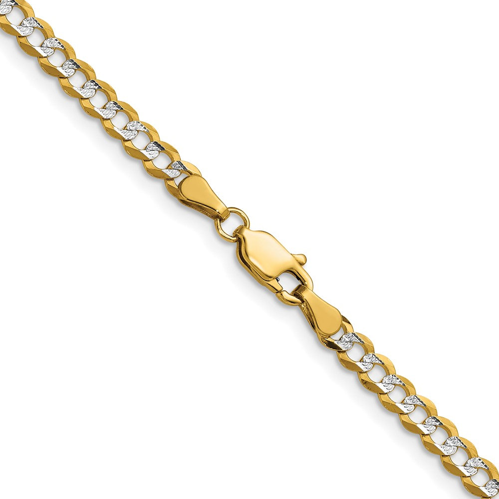 14K Yellow & Rhodium 3.7mm Lightweight Pavé Flat Cuban Chain Necklace