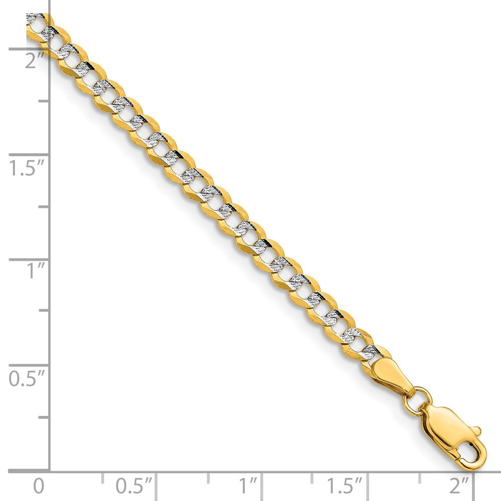 14k 3.7mm Lightweight Pavé Flat Cuban Chain Bracelet