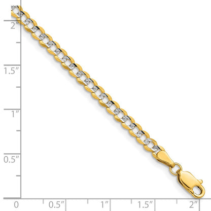 14k 3.7mm Lightweight Pavé Flat Cuban Chain Bracelet