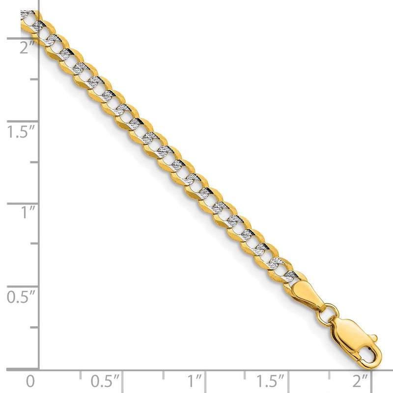 14k 3.7mm Lightweight Pavé Flat Cuban Chain Bracelet